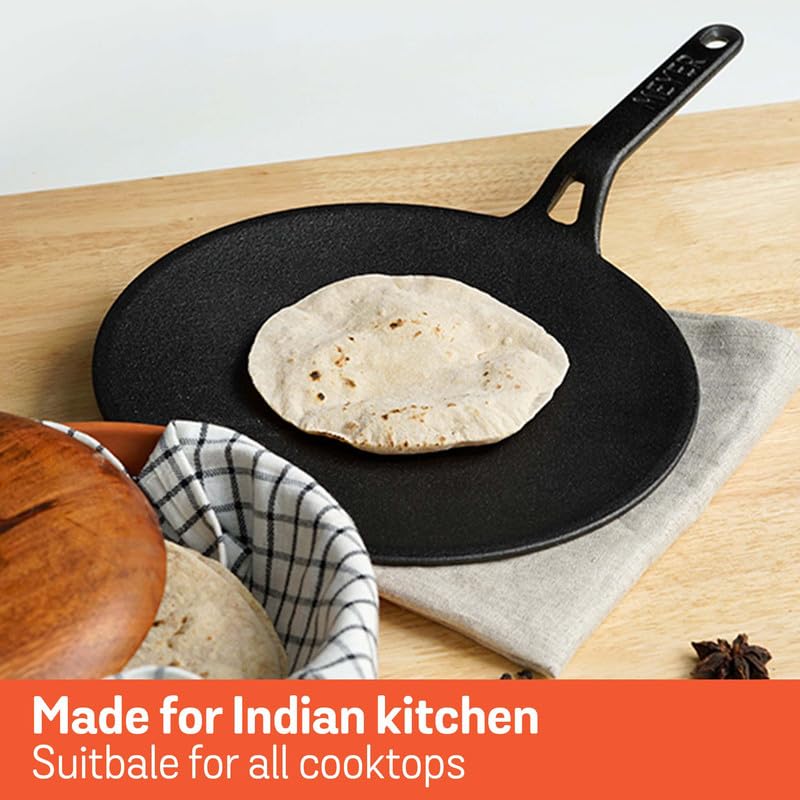 Meyer Pre-Seasoned Cast Iron Roti/Chapati Tawa, 26CM