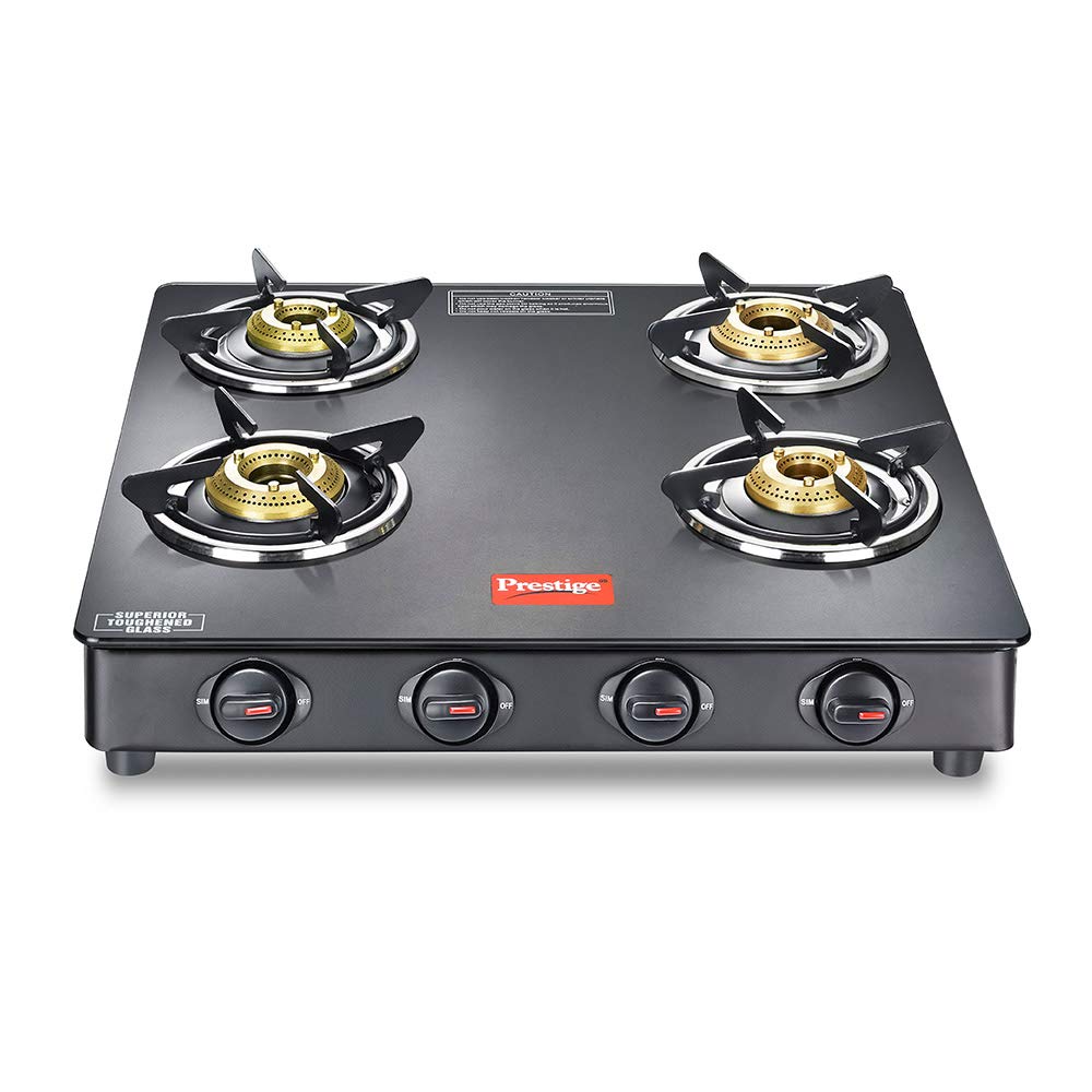 Prestige Magic GTMC 04 SQ Toughened Glass Top Gas Stove, 4 Burner
