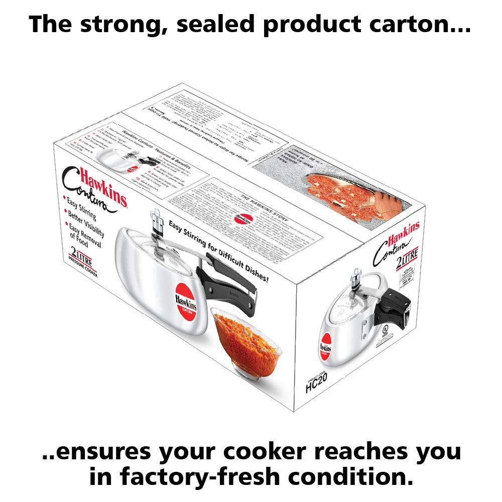 Hawkins Contura Aluminium Non-Induction Base Inner Lid Pressure Cooker, 2 litres