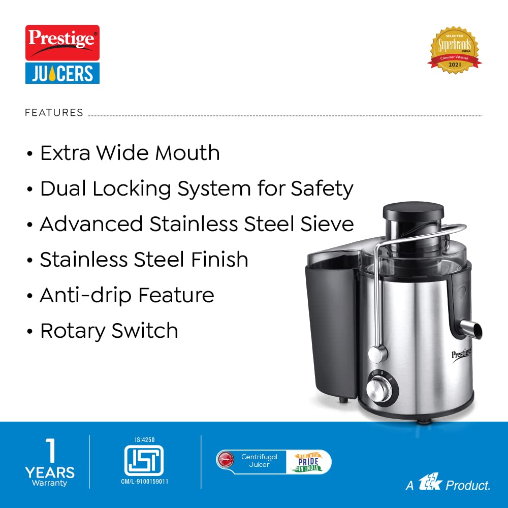 Prestige PCJ 7.0 Electric Centrifugal Juicer, 500W