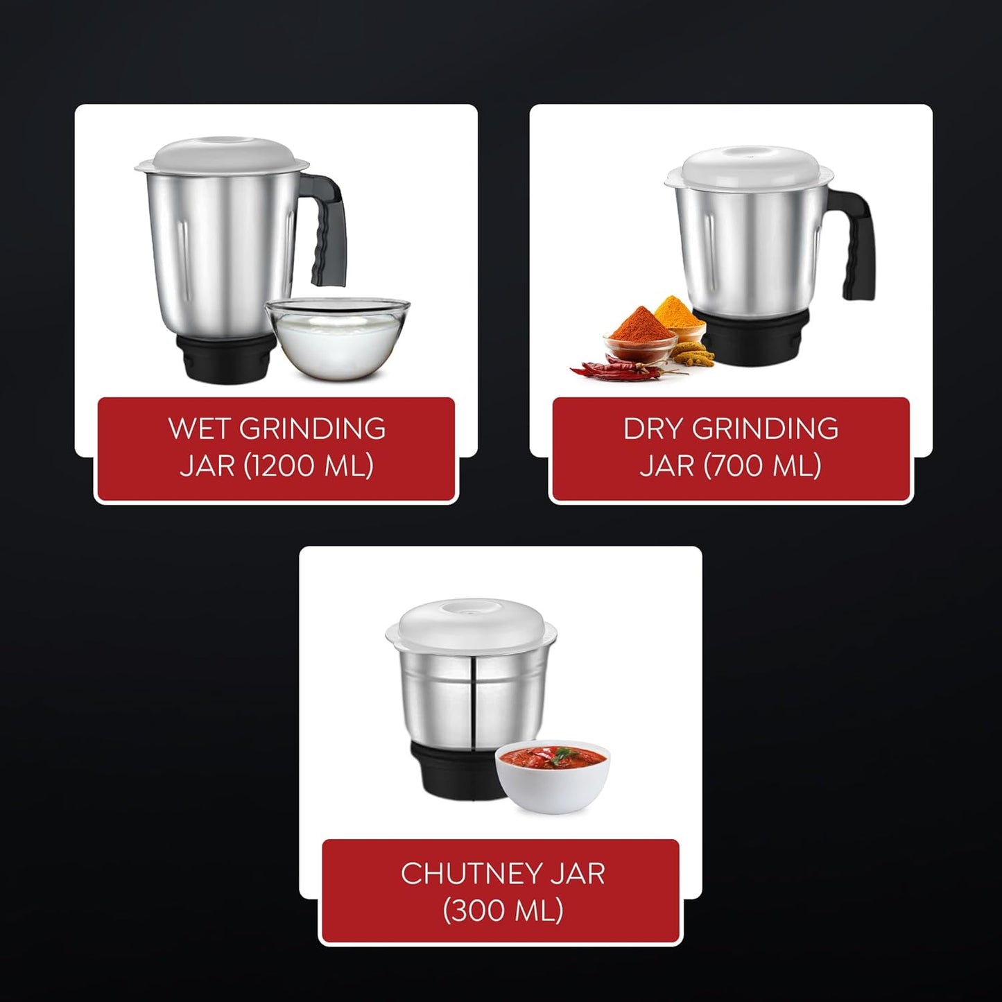 Judge by Prestige Comet Mixer Grinder, 500W, 3 Jars