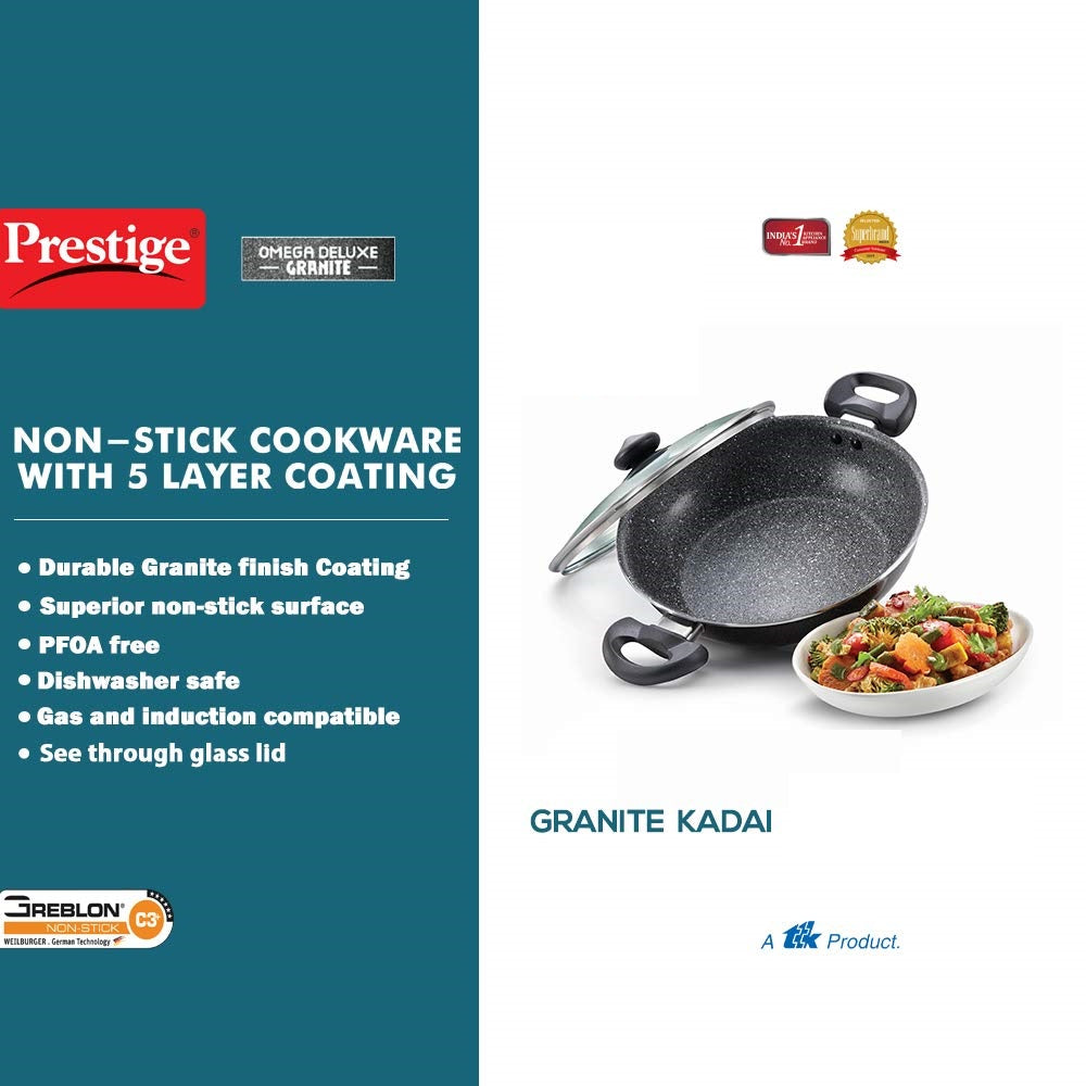 Prestige Omega Deluxe Granite Alulminium Induction Base Non-Stick Kadai