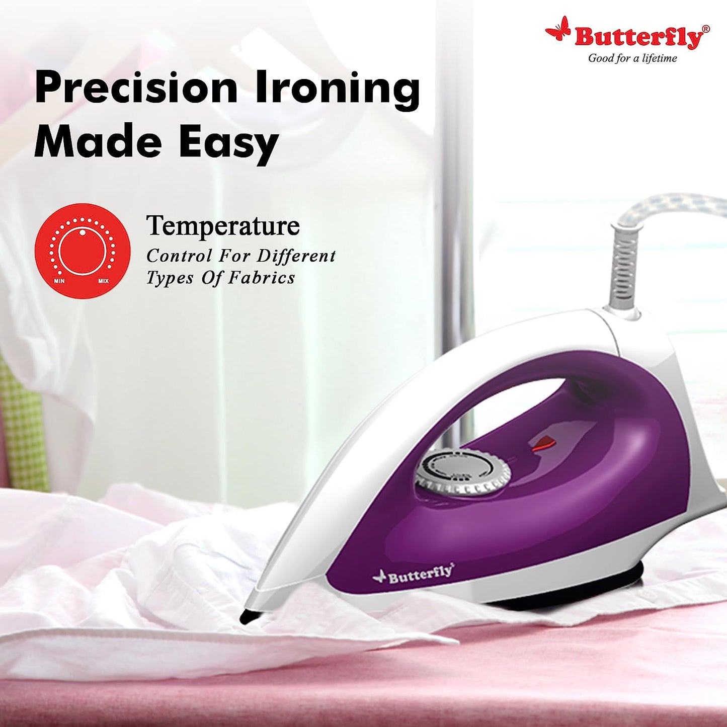 Butterfly Aries Stainless Steel and Polypropylene Dry Ironbox, 1000W
