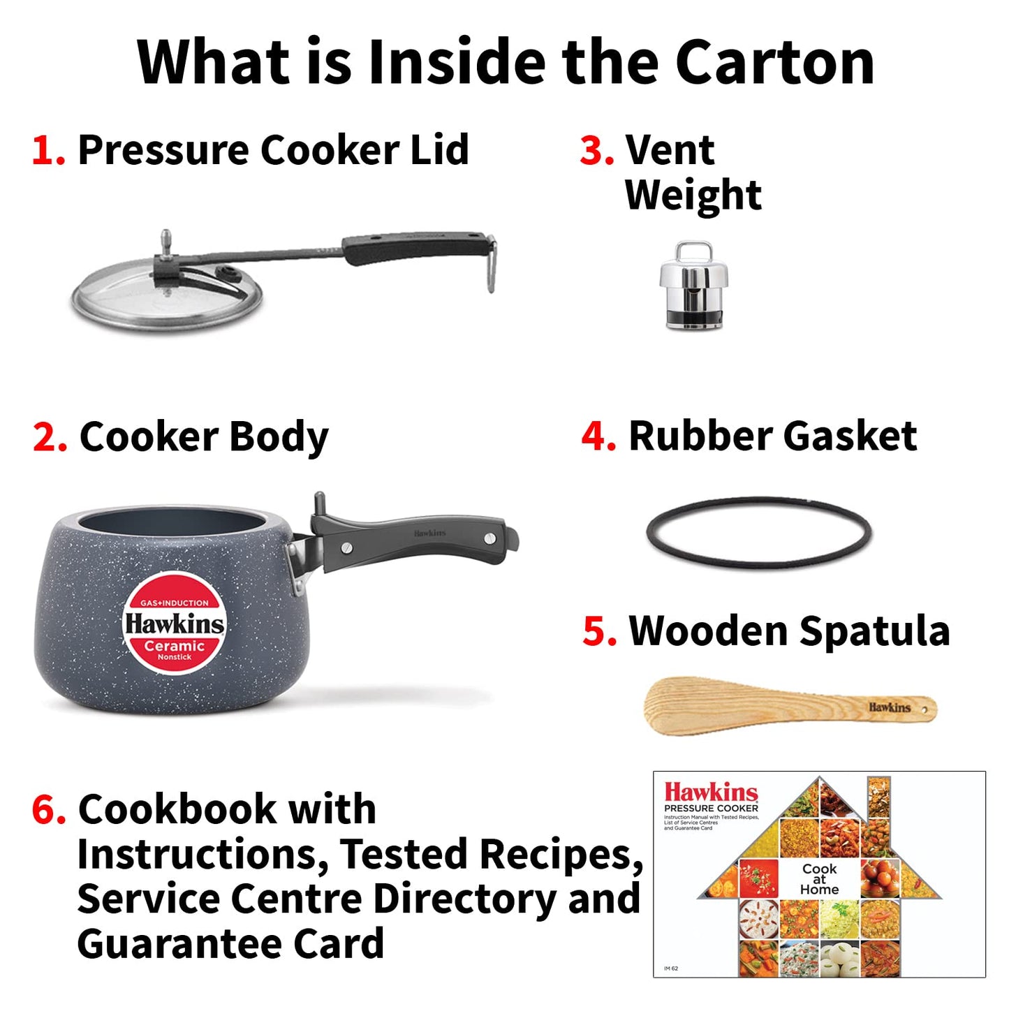 Hawkins Ceramic Nonstick Induction Base Inner Lid Pressure Cooker, 3 Litres