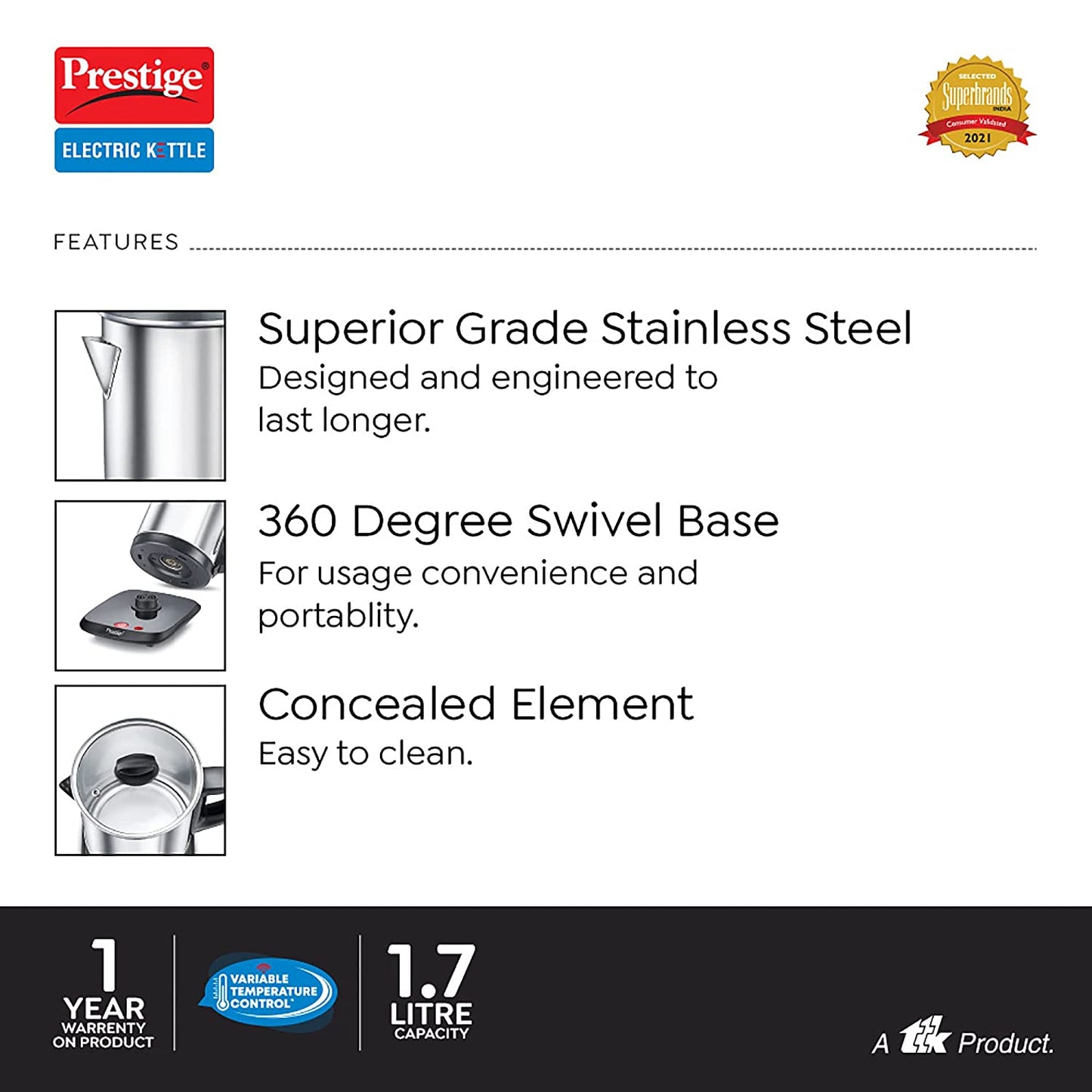 Prestsige Smart 1.7 Electric Kettle with IoT, 1.7 Litres