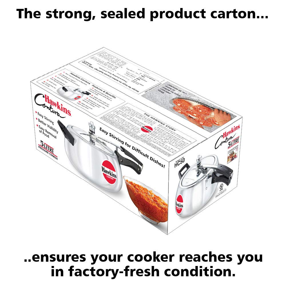 Hawkins Contura Aluminium Non-Induction Base Inner Lid Pressure Cooker, 5 litres