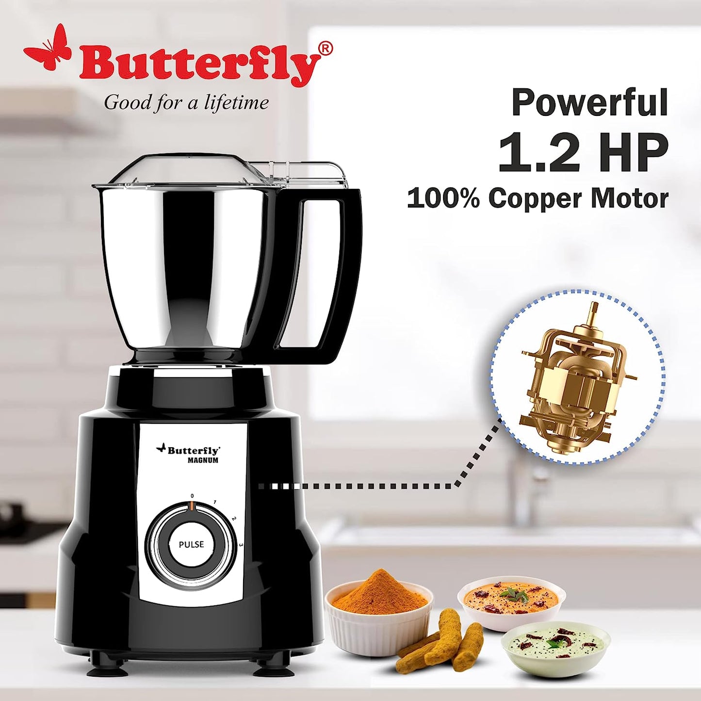 Butterfly Magnum Mixer Grinder, 900W, 3 Jars