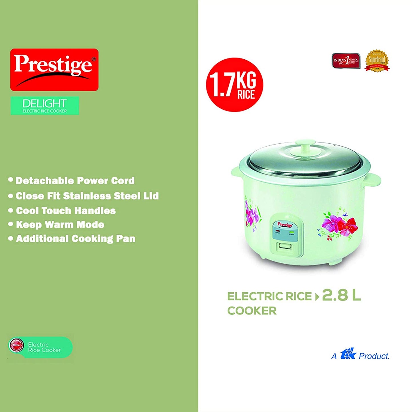 Prestige PRWO 2.8-2 Electric Rice Cooker, 2.8 Litres Double Pan