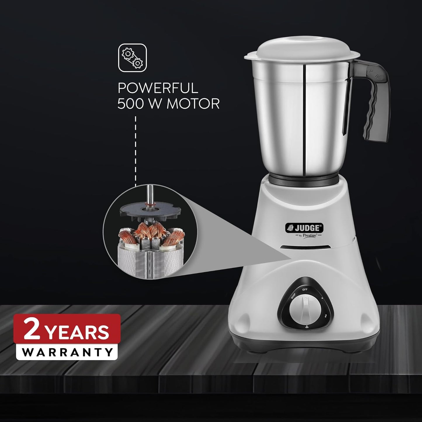 Judge by Prestige Comet Mixer Grinder, 500W, 3 Jars