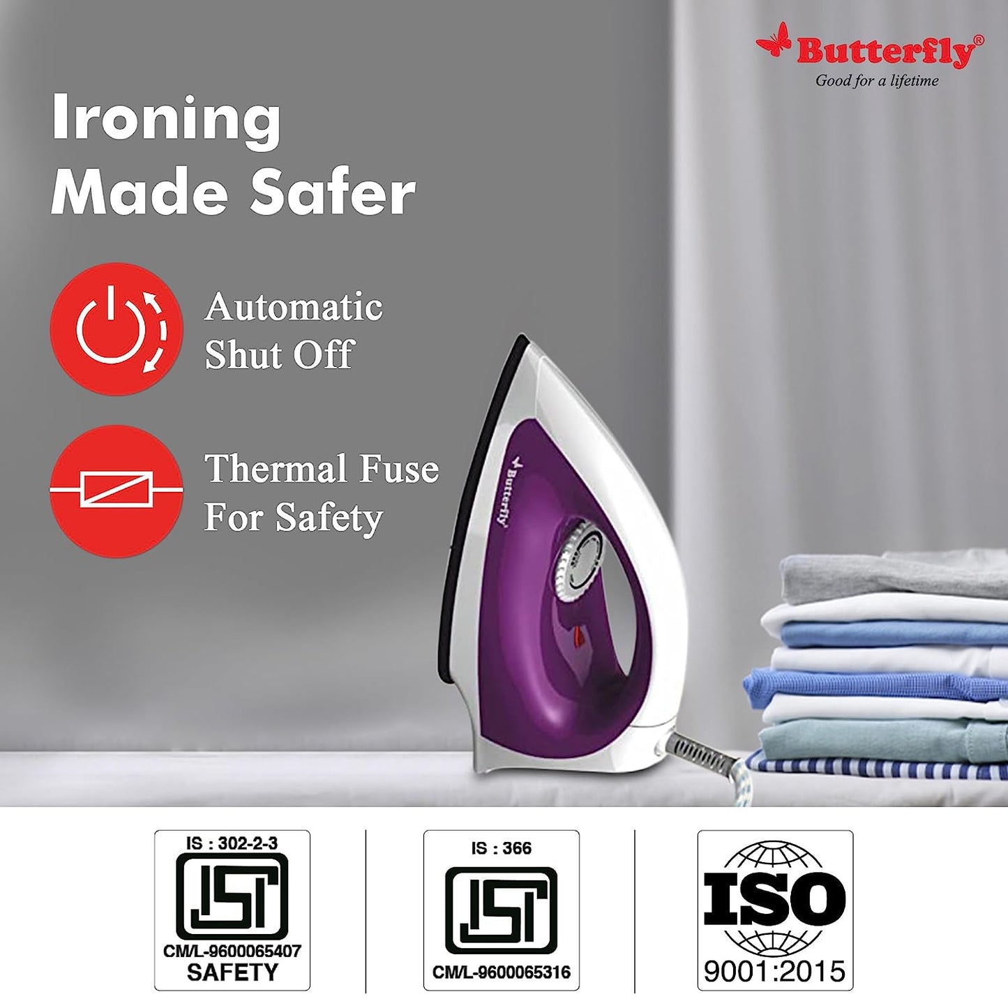 Butterfly Aries Stainless Steel and Polypropylene Dry Ironbox, 1000W