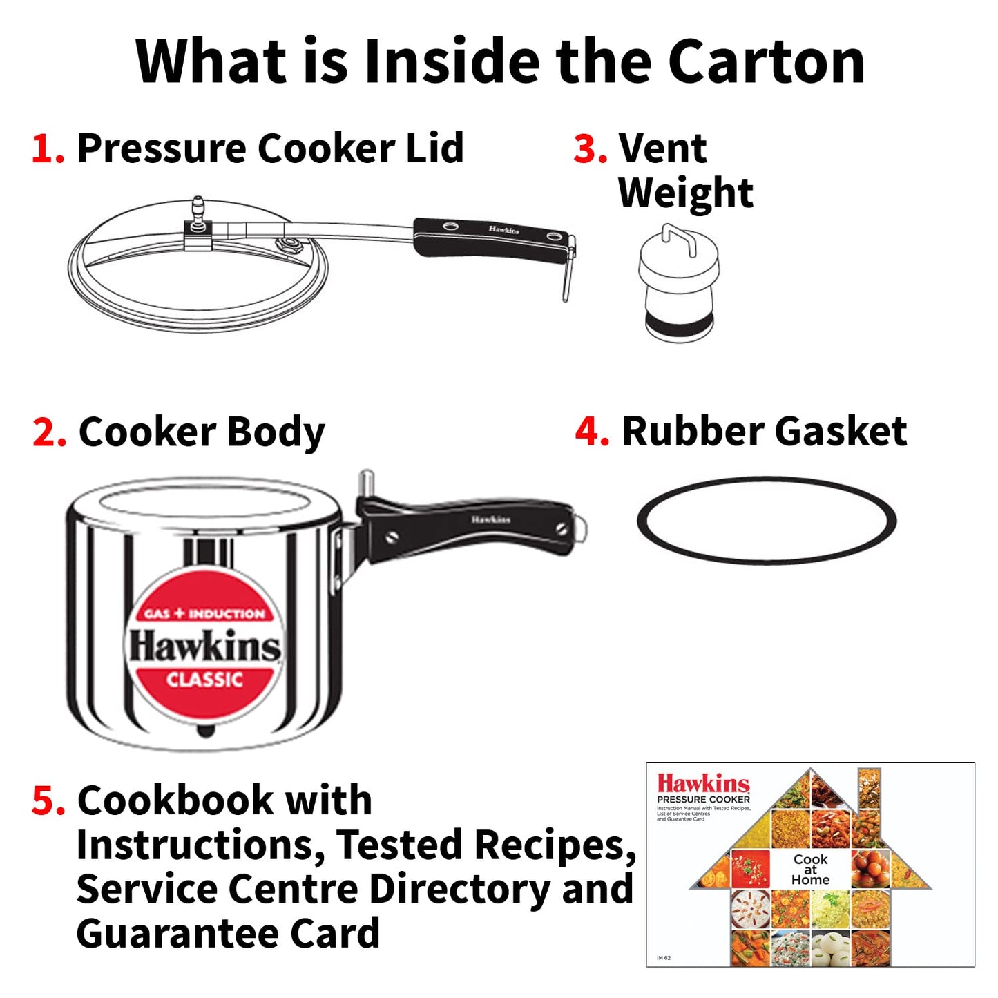 Hawkins Classic Aluminium Induction Base Inner Lid Pressure Cooker, 3 Litres Tall
