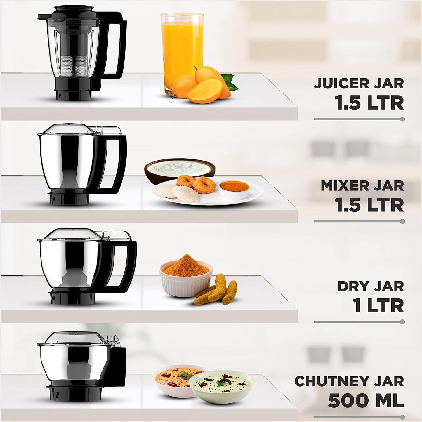 Butterfly Magnum Mixer Grinder, 900W, 4 Jars