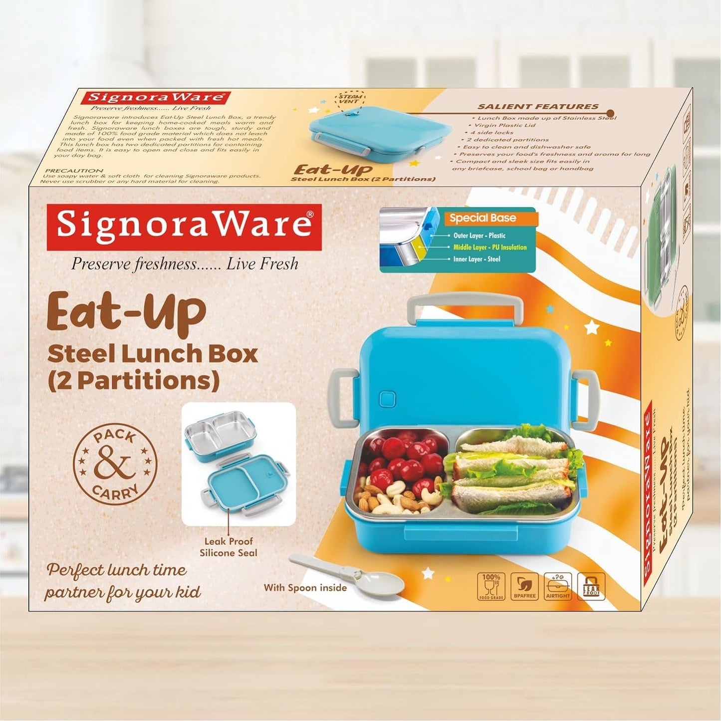 Signoraware Eat Up Steel Stainless Steel Lunch Box