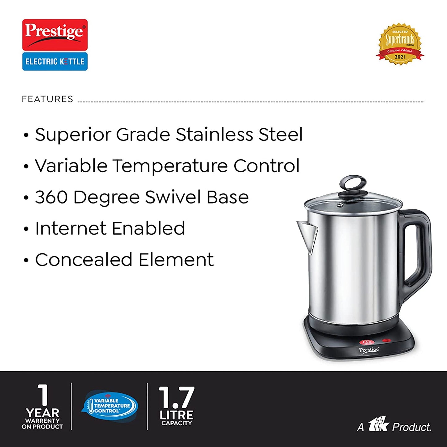 Prestsige Smart 1.7 Electric Kettle with IoT, 1.7 Litres