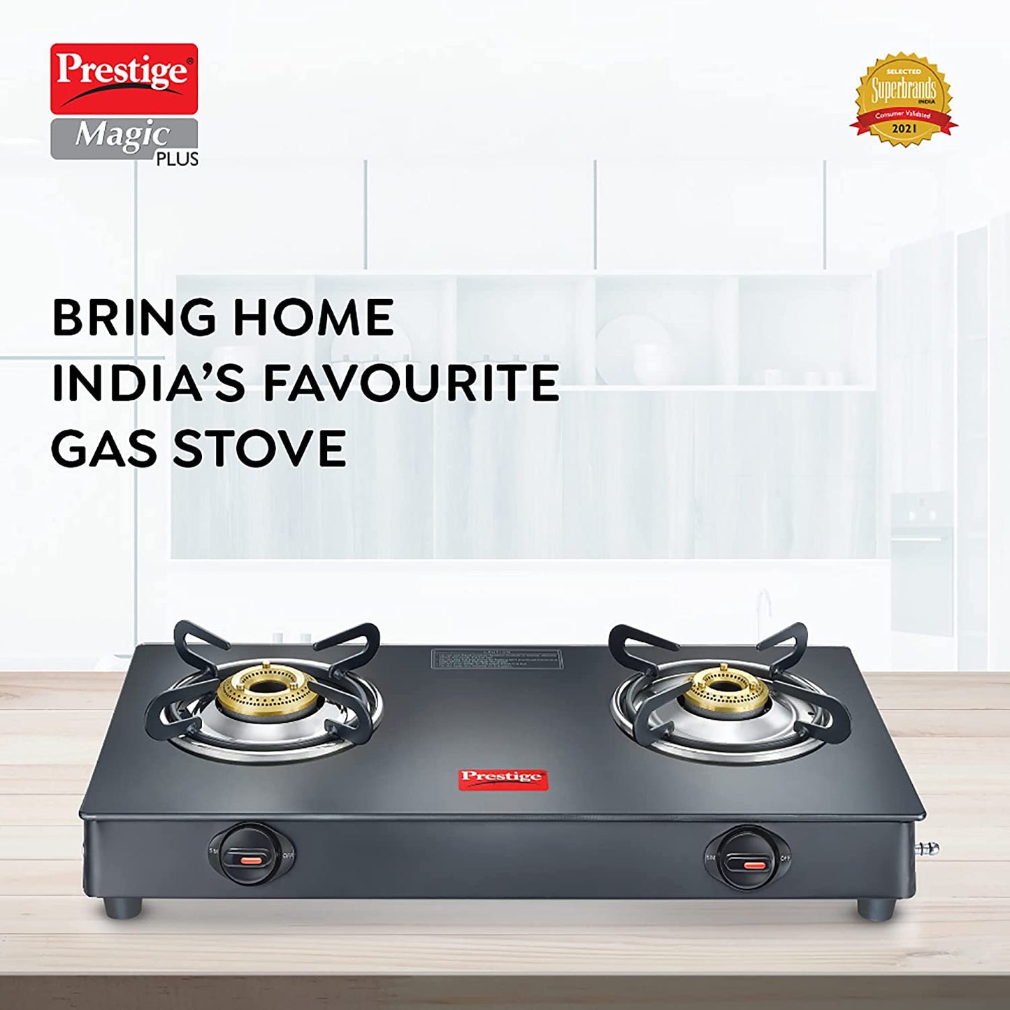 Prestige Magic Plus GTMP 02 Toughened Glass Top Gas Stove, 2 Burners