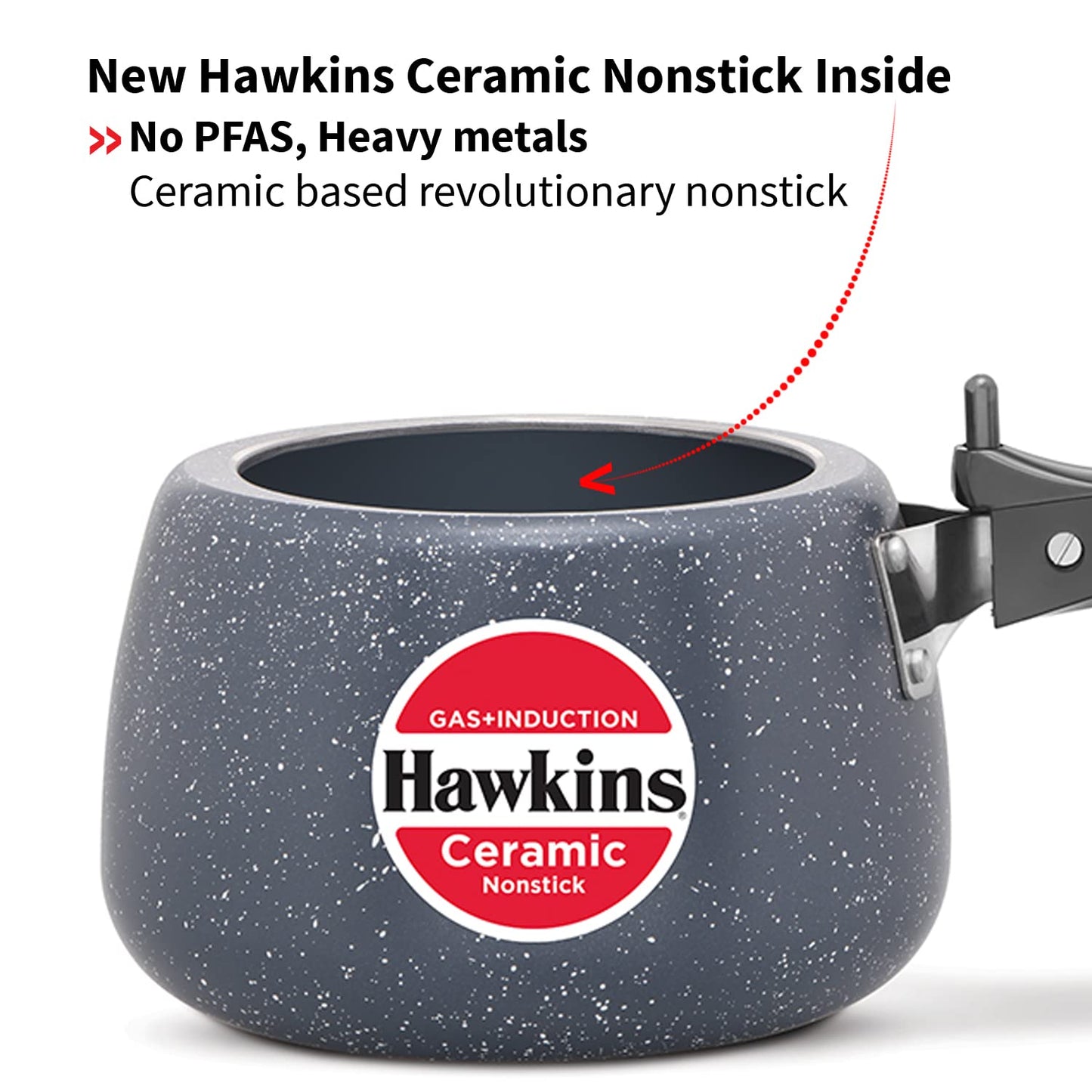 Hawkins Ceramic Nonstick Induction Base Inner Lid Pressure Cooker, 3 Litres