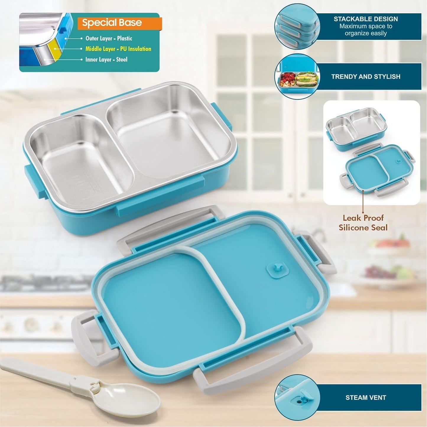Signoraware Eat Up Steel Stainless Steel Lunch Box
