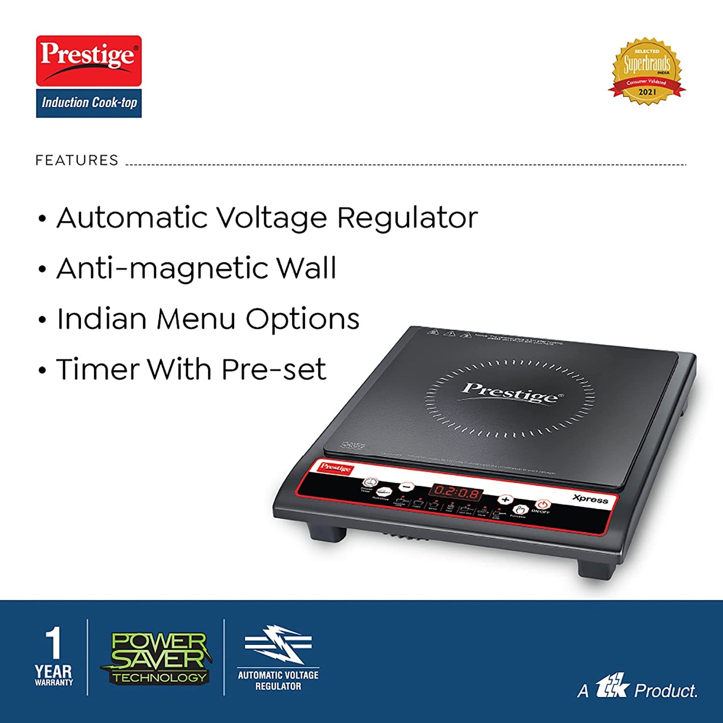 Prestige Xpress Ceramic Panel Induction Cooktop, 1200W