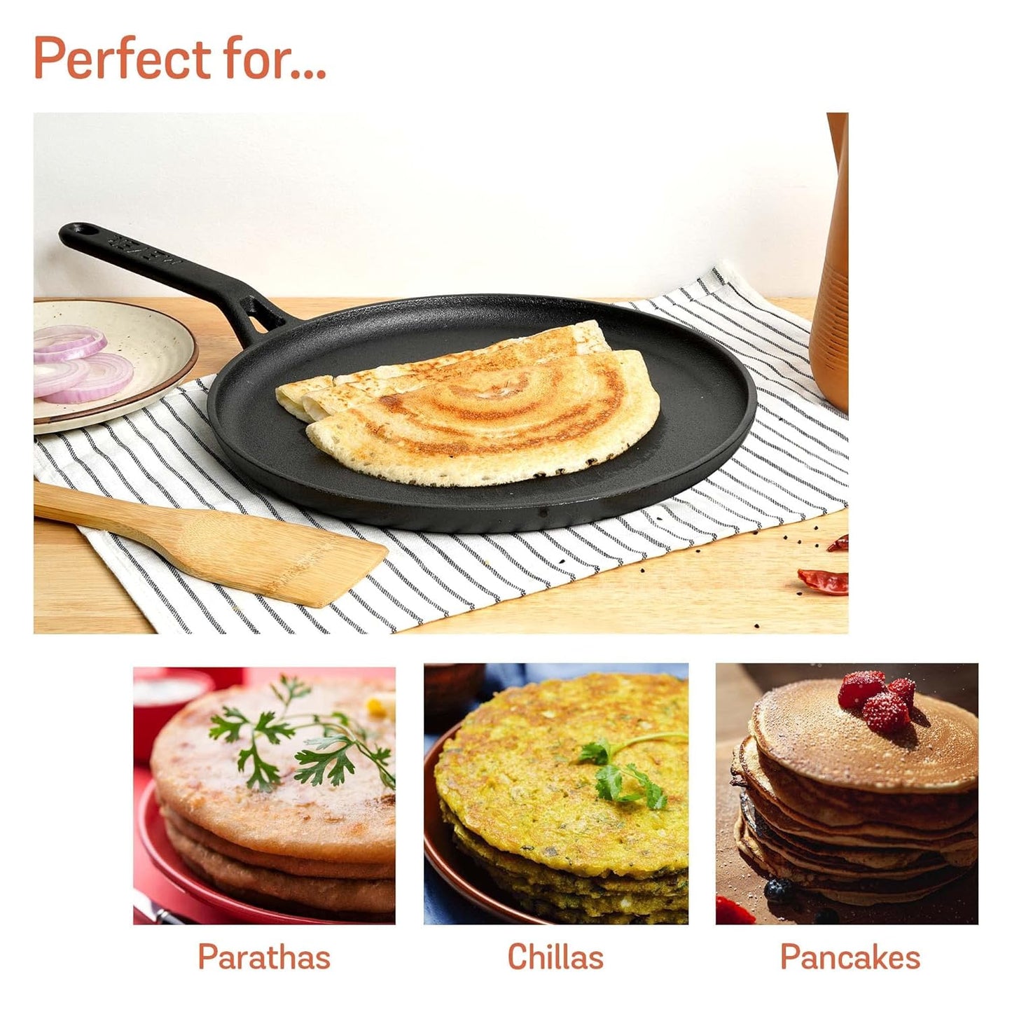 Meyer Pre-Seasoned Cast Iron Flat Dosa Tawa