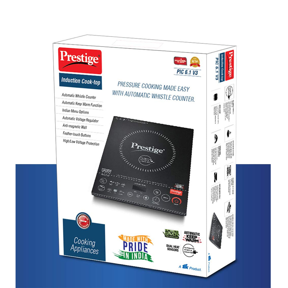Prestige PIC 6.1 V3 Microcrystal Glass Panel Induction Cooktop, 2200W