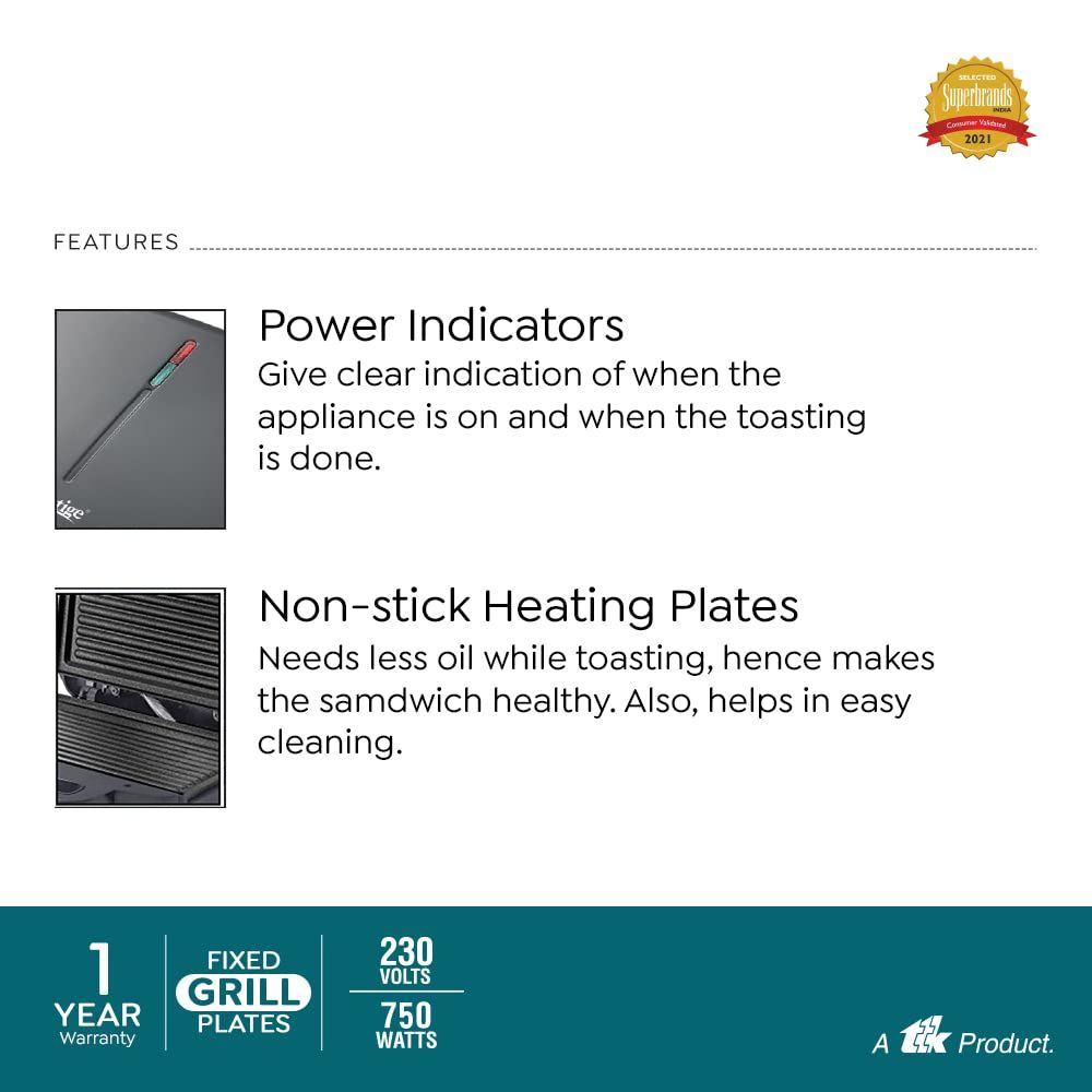 Prestige PGDP 01 Sandwich Maker with Deep Fixed Grill Plates, 750W