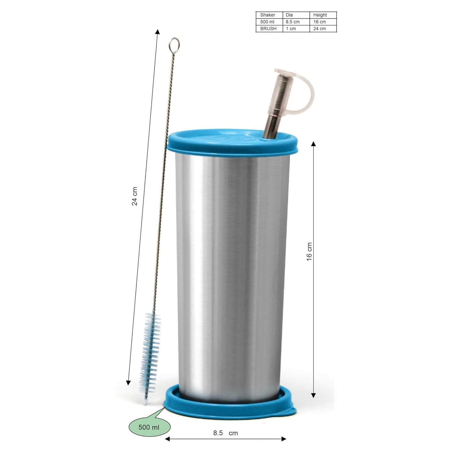 Signoraware Sip Fast Stainless Steel Glass with 1 Straw and 2 Lids