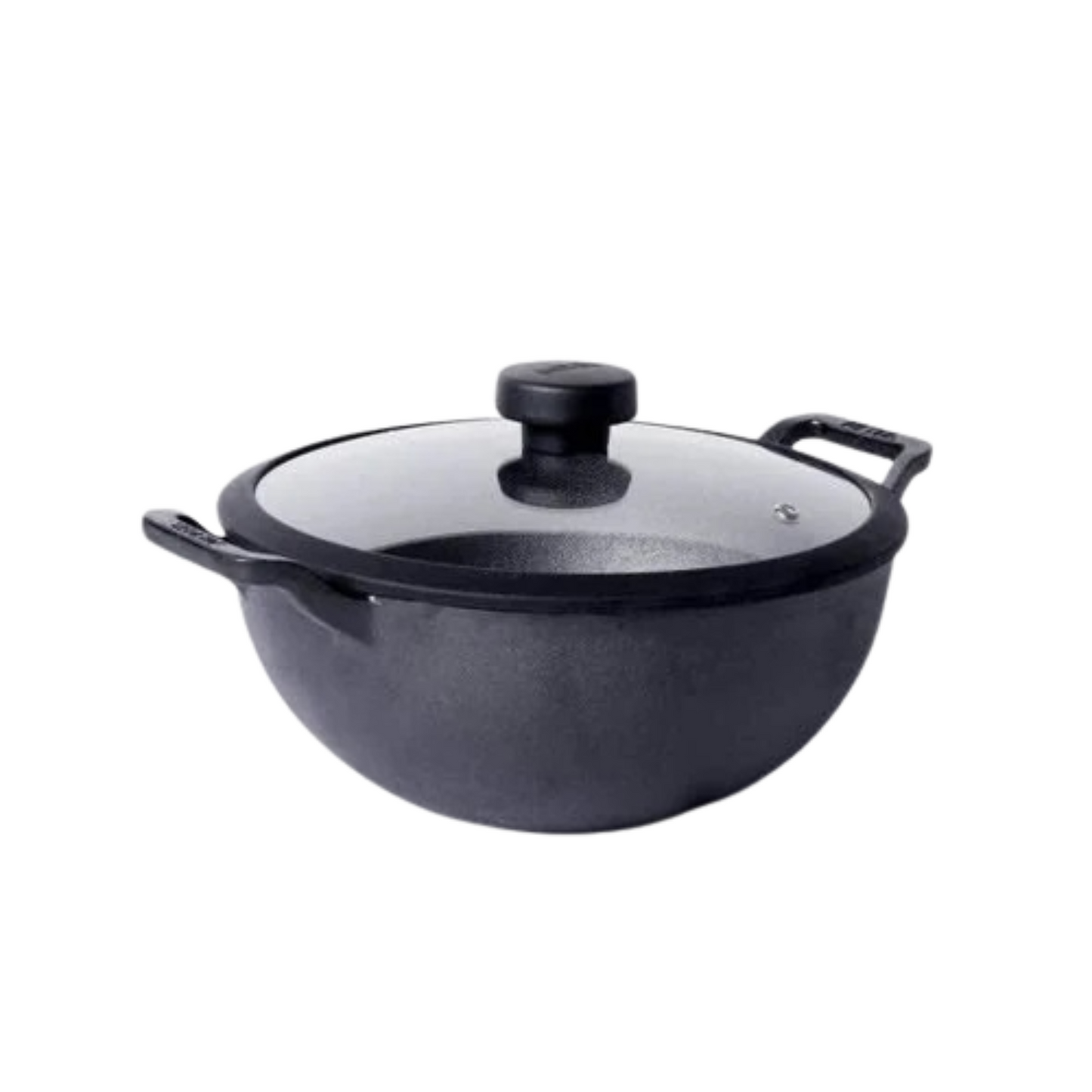 Meyer Pre-Seasoned Cast Iron Deep Kadai with Glass Lid