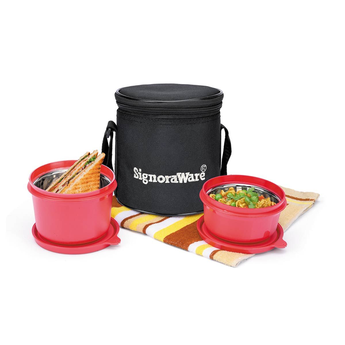 Signoraware Monarch Executive Microsafe Steel Stainless Steel Inner Lunch Box with Bag