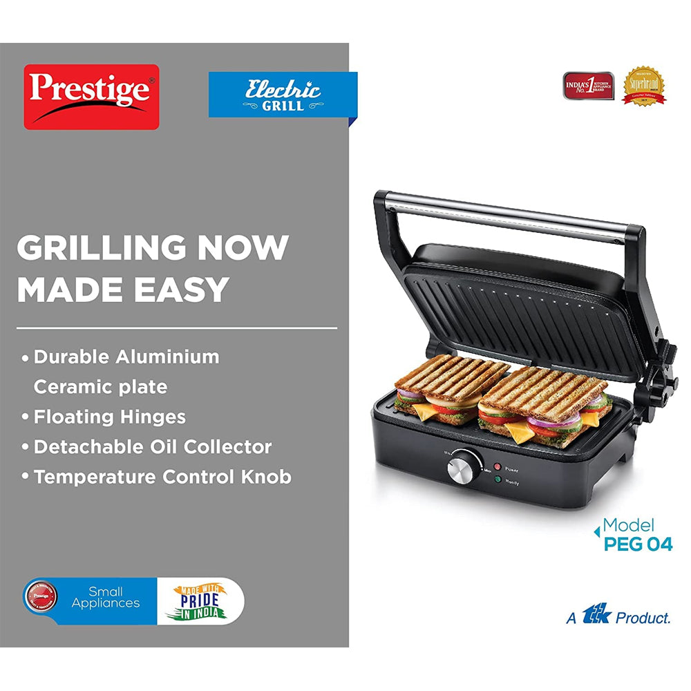Prestige PEG 4.0 Electric Grill Sandwich Toaster, 2000W