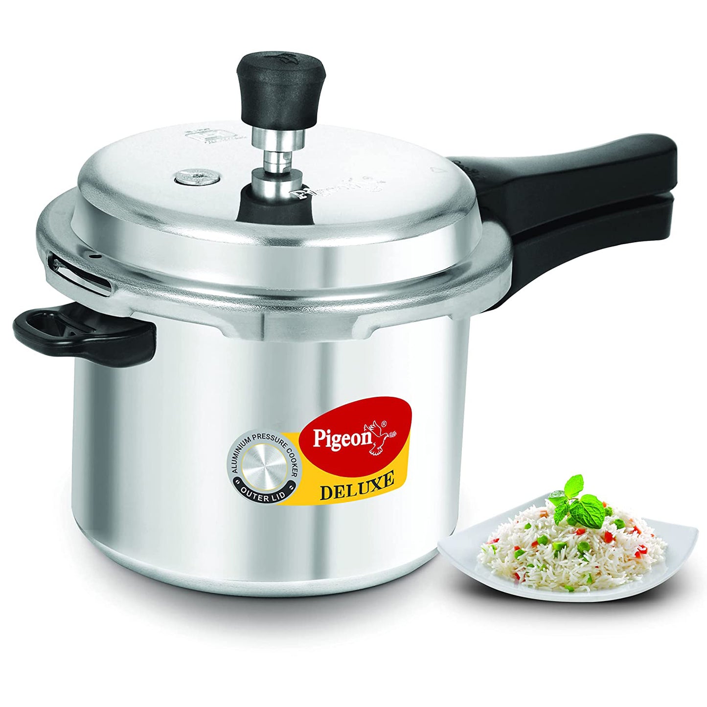 Pigeon Deluxe Aluminium Non-Induction Base Outer Lid Pressure Cooker, 3 Litres