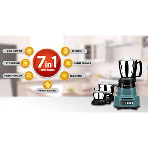 Panasonic MX-AV325BC Coral Blue Mixer Grinder, 600W, 3 Jar