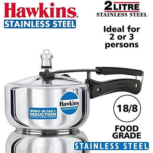 Hawkins Stainless Steel Induction Base Inner Lid Pressure Cooker, 2 Litres
