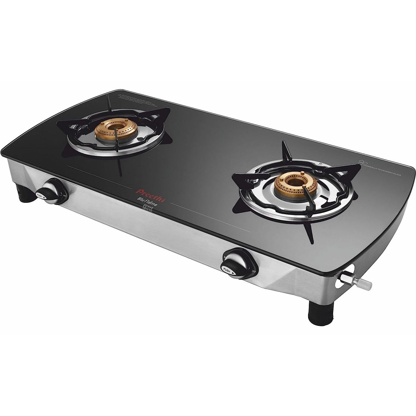 Preethi Blu Flame Streak GTS-405 Toughened Glass Top Gas Stove, 2 Burner