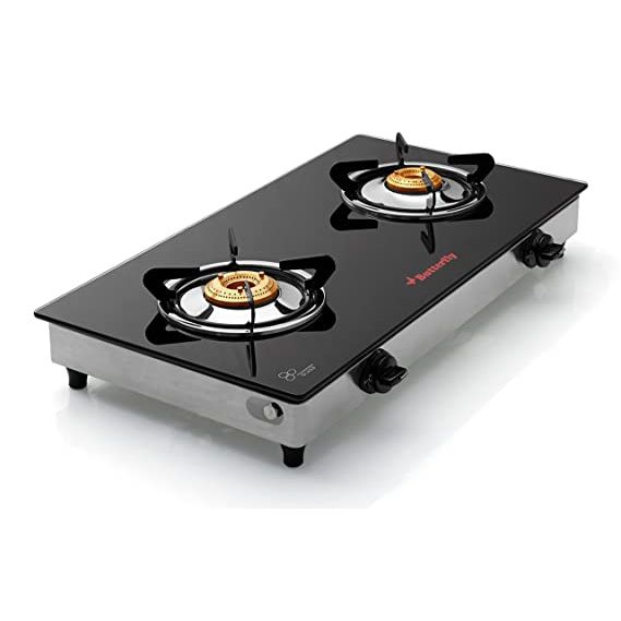 Butterfly Radiant Jumbo Toughened Glass Top Gas Stove, 2 Burner