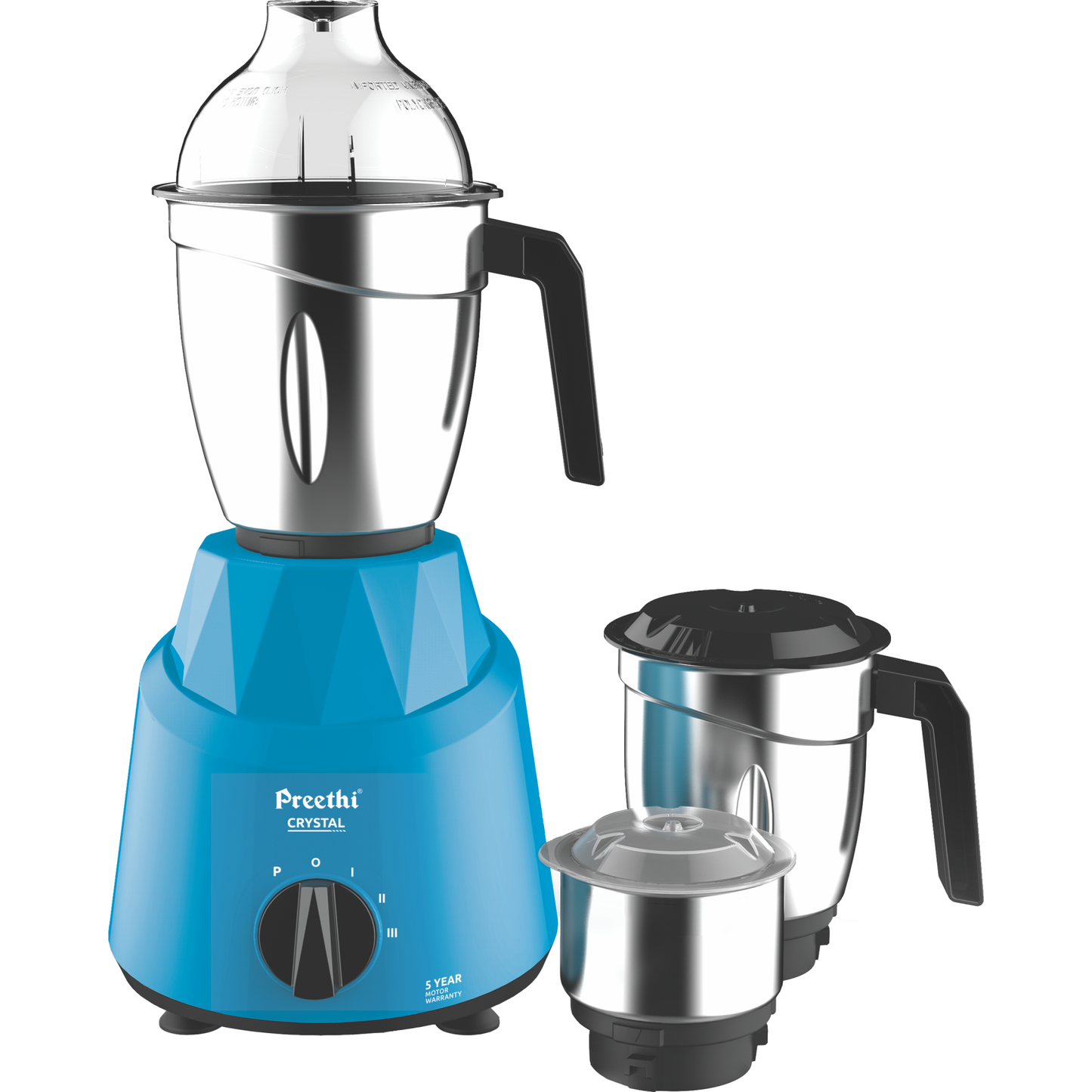 Preethi Crystal MG-224 Mixer Grinder, 500W, 3 Jar