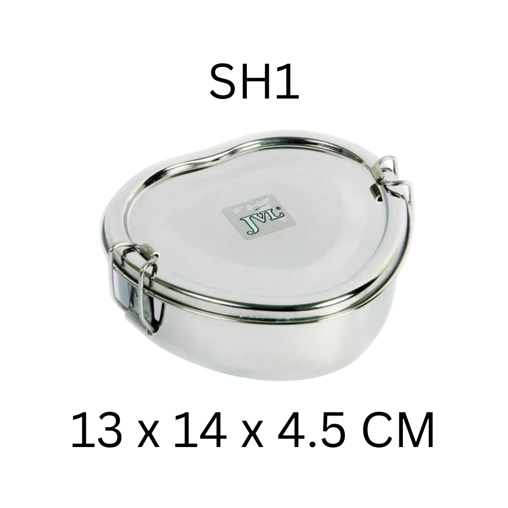 JVL Heart Stainless Steel Lunch Box with Stainless Steel Inner Plate