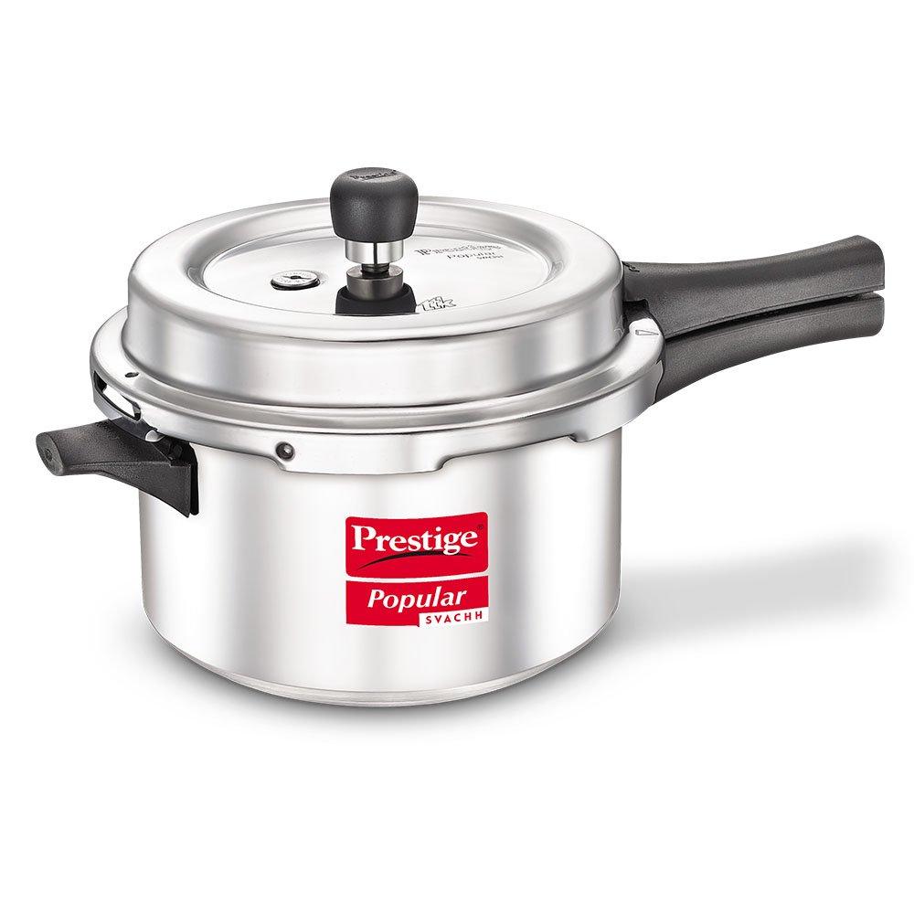 Prestige Popular Svachh Aluminium Non-Induction Base Outer Lid Pressure Cooker, 4 Litres
