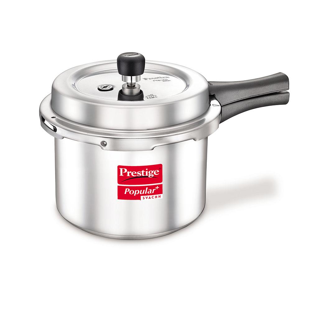 Prestige Popular Plus Svachh Aluminium Induction Base Outer Lid Pressure Cooker, 1.5 Litre
