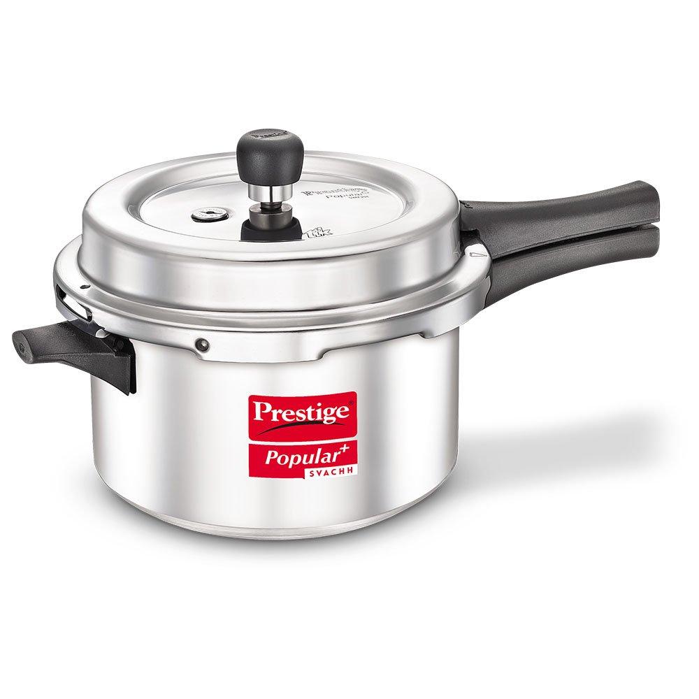 Prestige Popular Plus Svachh Aluminium Induction Base Outer Lid Pressure Cooker, 4 Litres