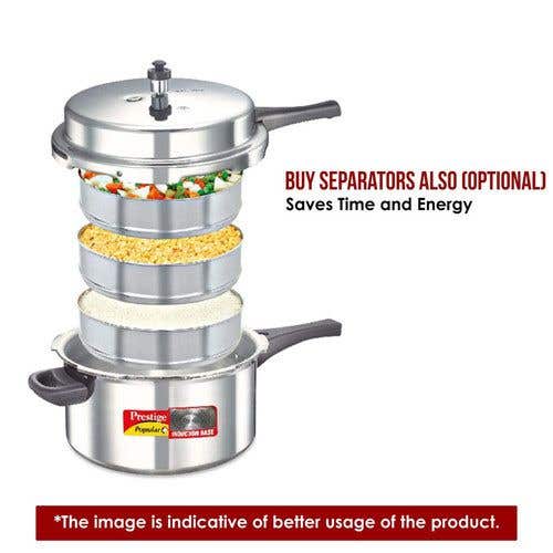 Prestige Popular Plus Virgin Aluminium Induction Base Outer Lid Pressure Cooker, 7.5 Litres