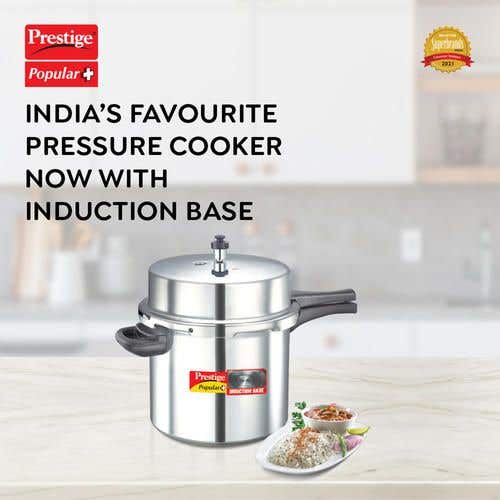 Prestige Popular Plus Virgin Aluminium Induction Base Outer Lid Pressure Cooker, 12 Litres