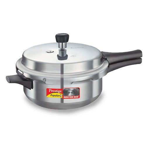 Prestige Popular Plus Virgin Aluminium Induction Base Outer Lid Pressure Cooker Junior Deep Pan, 4 Litres