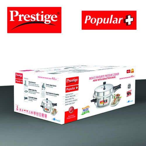 Prestige Popular Plus Virgin Aluminium Induction Base Outer Lid Pressure Cooker Junior Deep Pan, 4 Litres