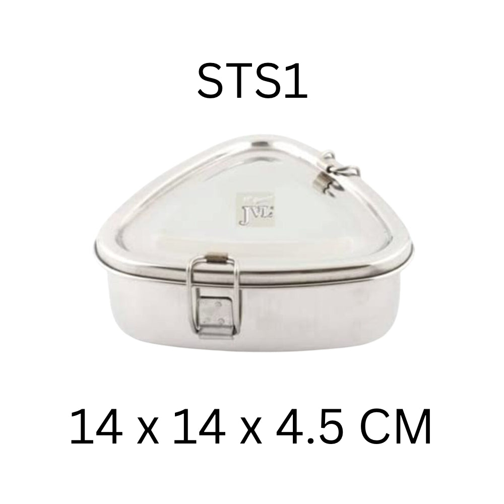 JVL Triangle Stainless Steel Lunch Box with Stainless Steel Inner Plate
