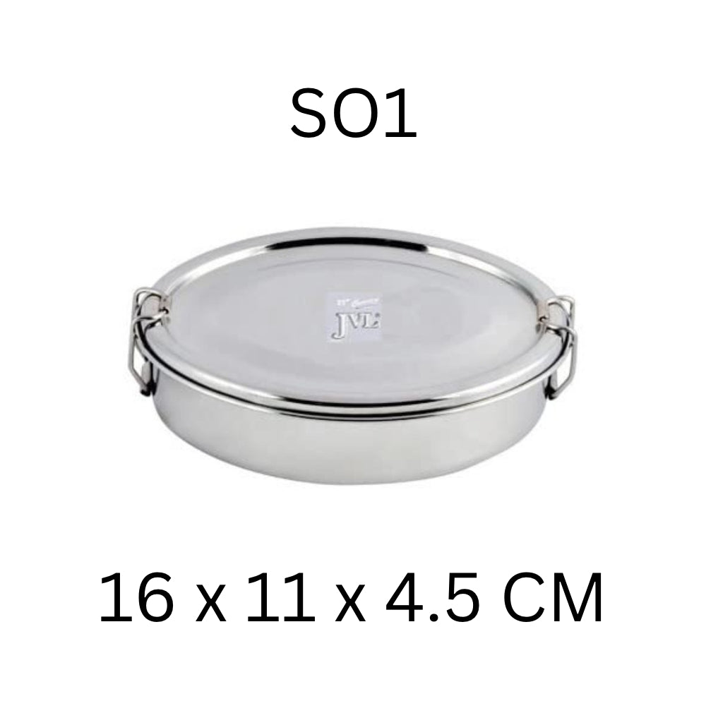 JVL Oval Stainless Steel Lunch Box with Stainless Steel Inner Plate