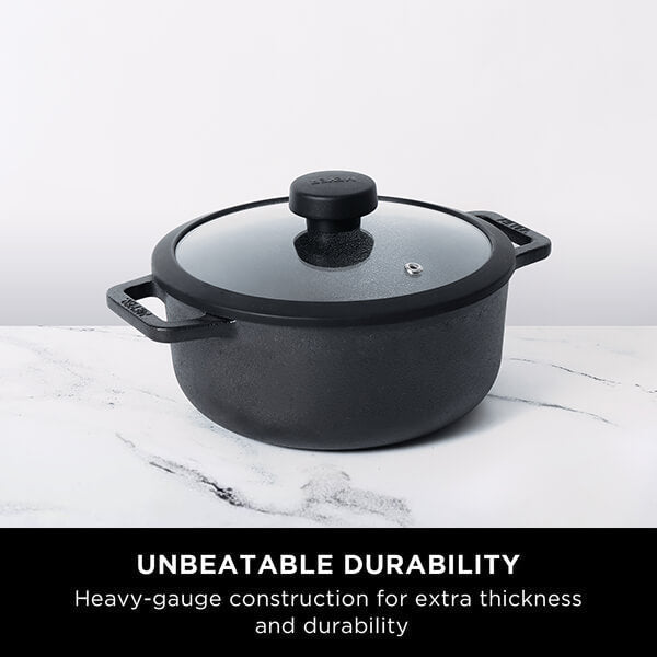 Meyer Pre-Seasoned Cast Iron Dutch Oven/Sauteuse with Glass Lid