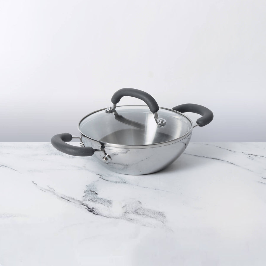 Meyer Trivantage Triply Stainless Steel Kadai with Glass Lid