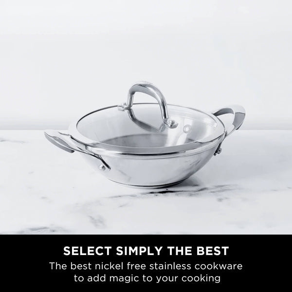 Meyer Select Stainless Steel Kadai with Glass Lid