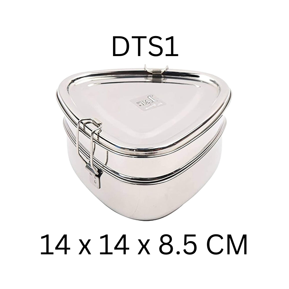 JVL Triangle Stainless Steel Lunch Box with Stainless Steel Inner Plate