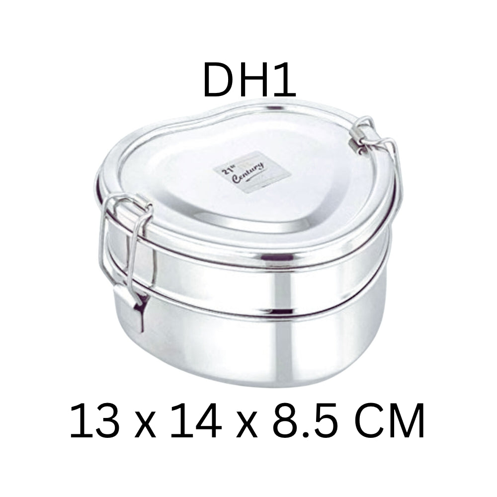 JVL Heart Stainless Steel Lunch Box with Stainless Steel Inner Plate